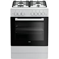 Cocina - Beko FSE62110DW- Gas- 4 zonas de cocción- Horno multifunción- 65 L- Grill- Blanco y negro